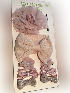 bebe Pink Girls Headband & Bow  Set